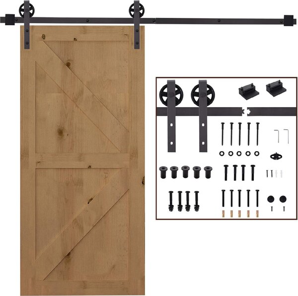 Brugel Kit Porta Scorrevole 100kg max in Acciaio con Binario Ganci Fermi Viti e Bulloni 183x4x0.6 cm - DHB8157
