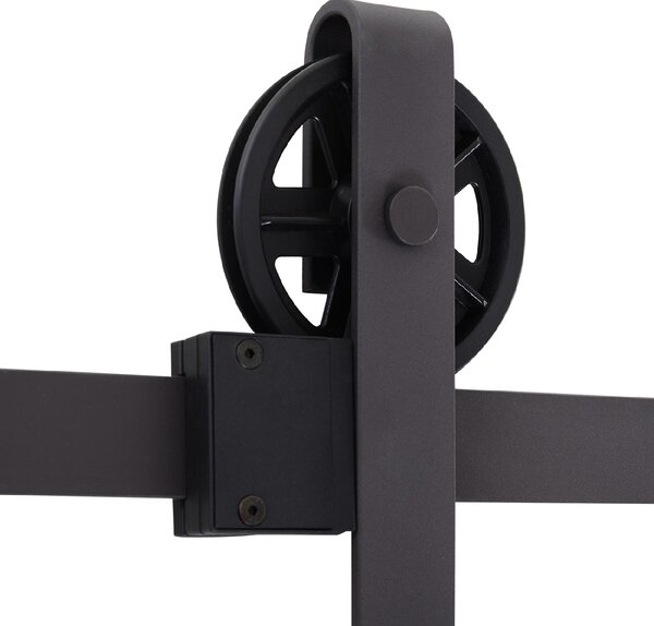 Brugel Kit Porta Scorrevole 100kg max in Acciaio con Binario Ganci Fermi Viti e Bulloni 183x4x0.6 cm - DHB8157
