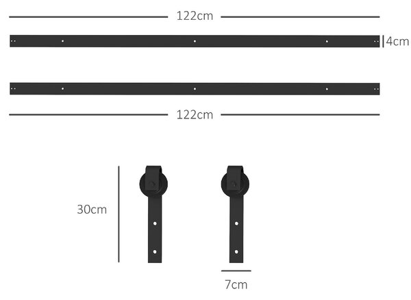 Brugel Kit Porta Scorrevole 90kg max Salvaspazio in Acciaio al Carbonio con Accessori 244x0.5x4 cm colore Nero - 2BKW43F