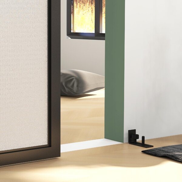 Brugel Kit Porta Scorrevole 90kg max Salvaspazio in Acciaio al Carbonio con Accessori 244x0.5x4 cm colore Nero - 2BKW43F