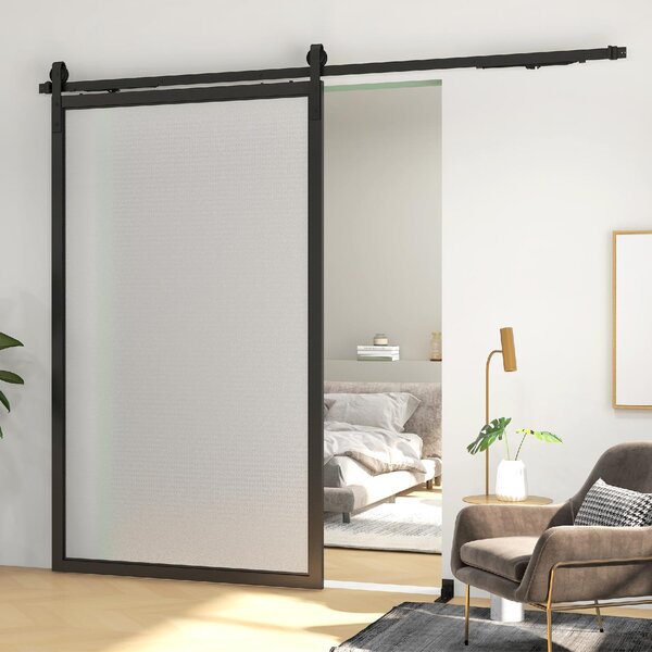 Brugel Kit Porta Scorrevole 90kg max Salvaspazio in Acciaio al Carbonio con Accessori 244x0.5x4 cm colore Nero - 2BKW43F