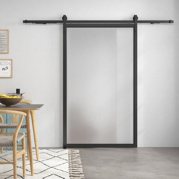 Brugel Kit Porta Scorrevole 90kg max Salvaspazio in Acciaio al Carbonio con Accessori 244x0.5x4 cm colore Nero - 2BKW43F