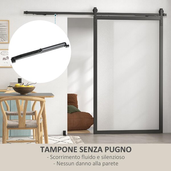 Brugel Kit Porta Scorrevole 90kg max Salvaspazio in Acciaio al Carbonio con Accessori 244x0.5x4 cm colore Nero - 2BKW43F