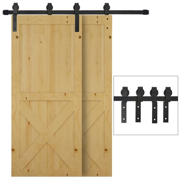 Brugel Kit Porta Scorrevole in Acciaio con Binario Rulli Fermi Guide Bulloni e Viti 200x0.6x4 cm colore Nero - DHB8158