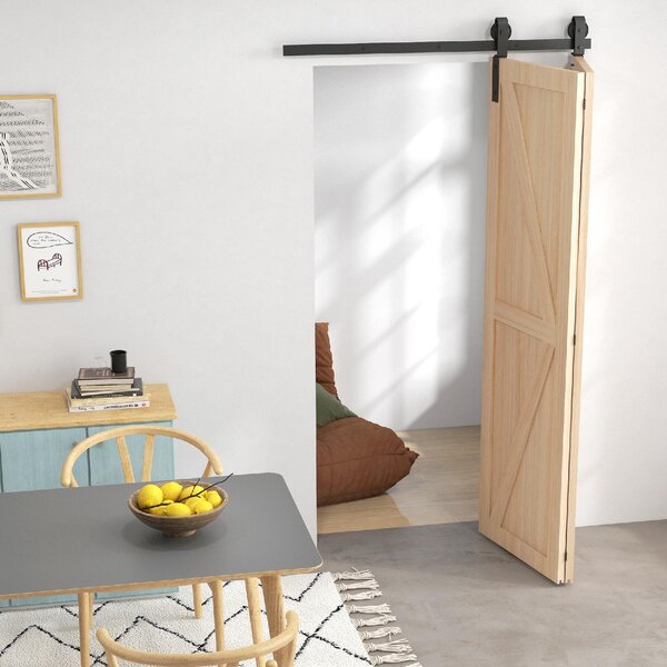 Brugel Kit Porta Scorrevole Pieghevole in Acciaio al Carbonio 122x0.5x4 cm colore Nero - L4480BK