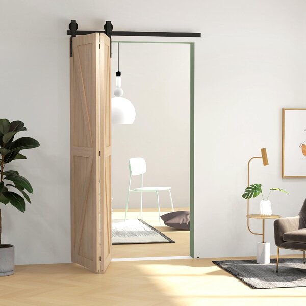 Brugel Kit Porta Scorrevole Pieghevole in Acciaio al Carbonio 122x0.5x4 cm colore Nero - L4480BK