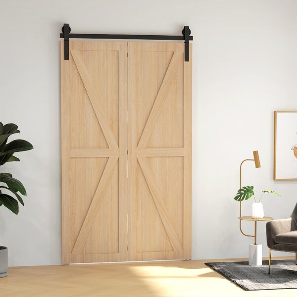 Brugel Kit Porta Scorrevole Pieghevole in Acciaio al Carbonio 122x0.5x4 cm colore Nero - L4480BK