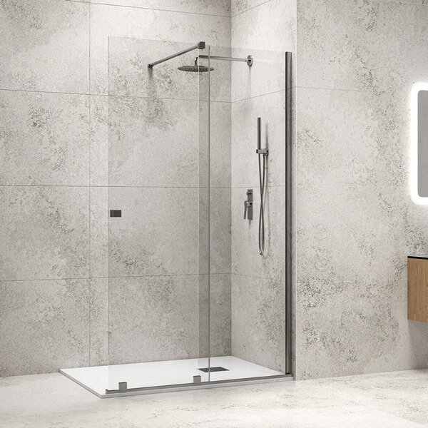 Kamalu parete doccia walk in scorrevole 130 cm finitura cromo | knm4000w-c