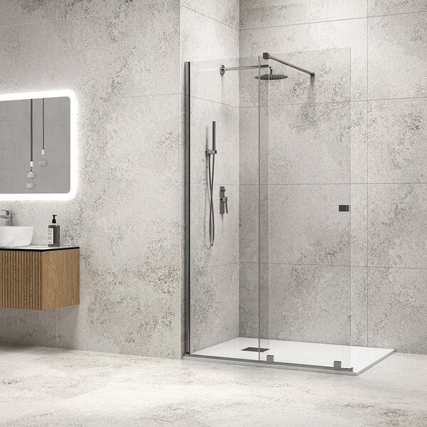 Kamalu parete doccia walk in scorrevole 130 cm finitura cromo | knm4000w-c
