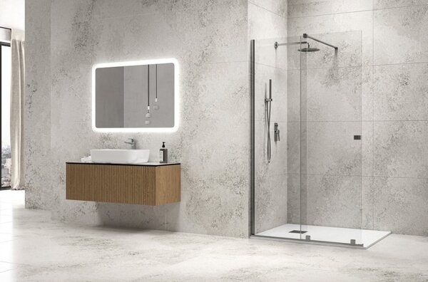 Kamalu parete doccia walk in scorrevole 130 cm finitura cromo | knm4000w-c