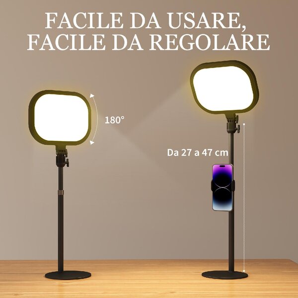 DecHome Lampada da Scrivania LED con Supporto per Telefono, 5 colori di Luce e 10 Luminosit colore Nero