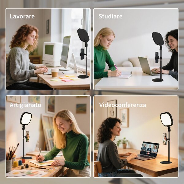 DecHome Lampada da Scrivania LED con Supporto per Telefono, 5 colori di Luce e 10 Luminosit colore Nero