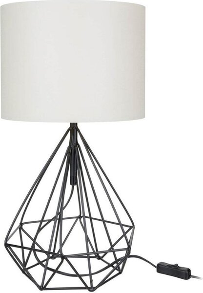 DecHome Lampada da Scrivania Stile Moderno in Metallo Base Metallo con Paralume Tessuto E27 60W Dimensioni 25x46,5 cm colore Nero e Bianco