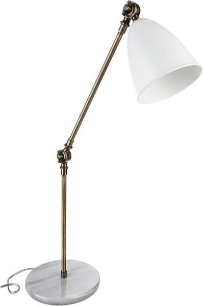DecHome Lampada da Scrivania Stile Classico in Marmo Base Marmo, Paralume Bianco Snodabile Attacco E27 Dimensioni 21x80,5 cm colore Bianco - Konrat