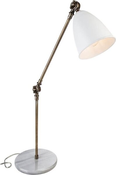 DecHome Lampada da Scrivania Stile Classico in Marmo Base Marmo, Paralume Bianco Snodabile Attacco E27 Dimensioni 21x80,5 cm colore Bianco - Konrat