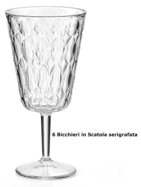 BICCHIERI a CALICE VANITY in Cristallo Acrilico Bio-based confezione da 4 pezzi diametro � 18,5xh 20 cm- 330 MlL BPA FREE colore trasparente