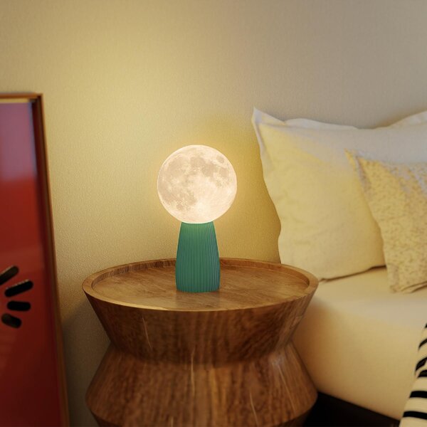 DecHome Lampada da Tavolo a Forma di Luna e 3 colori con 10 Luminosit in ABS 15x28 cm colore Bianco/Verde Scuro
