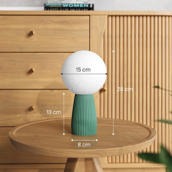 DecHome Lampada da Tavolo a Forma di Luna e 3 colori con 10 Luminosit in ABS 15x28 cm colore Bianco/Verde Scuro