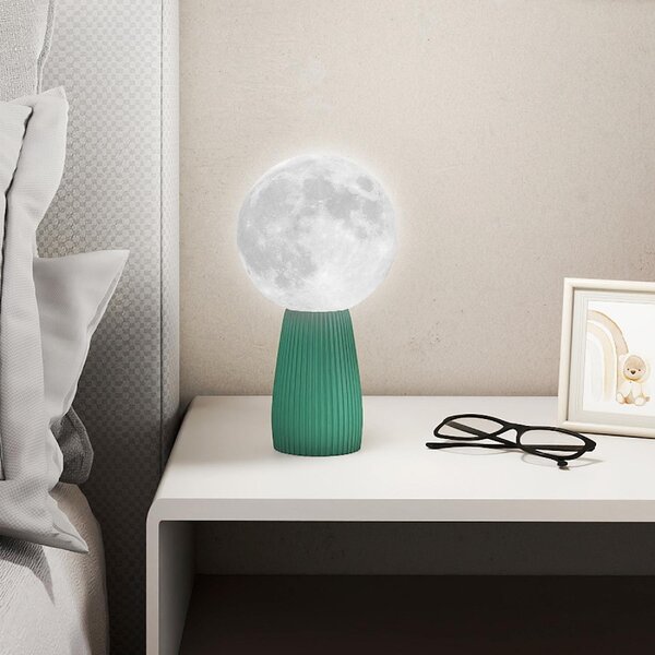 DecHome Lampada da Tavolo a Forma di Luna e 3 colori con 10 Luminosit in ABS 15x28 cm colore Bianco/Verde Scuro