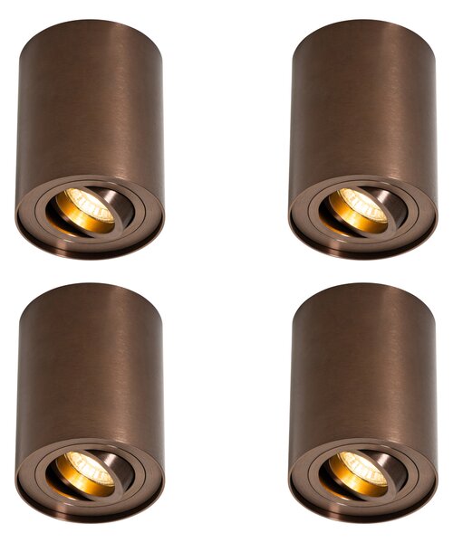 Set di 4 faretti da soffitto moderni bronzo scuro orientabili e inclinabili - Rondoo Up