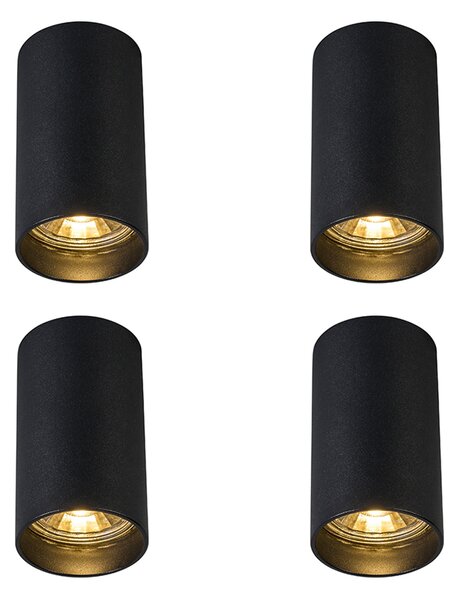 Set di 4 faretti moderni da superficie neri 5,5 cm GU10 50 mm - Tuba