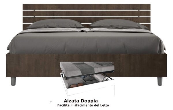 Letto matrimoniale In con Doppio Contenitore ANKEL stile Minimal ed essenziale Dimensioni 167x214XH 90 cm Doghe Noce