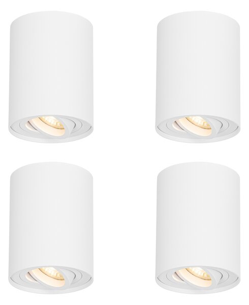 Set di 4 faretti da soffitto moderni bianchi orientabili e inclinabili - Rondoo Up