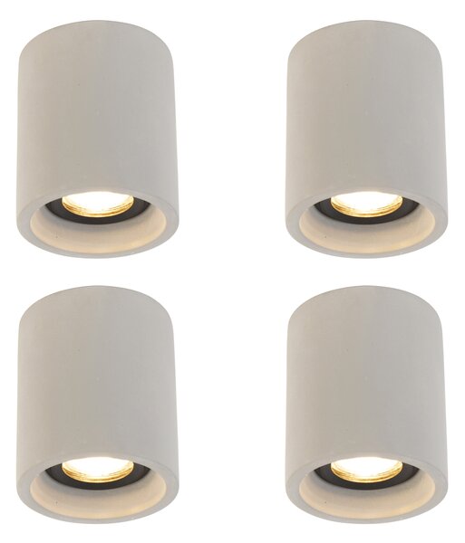 Set di 4 faretti da soffitto rustici rotondi in cemento - Deep