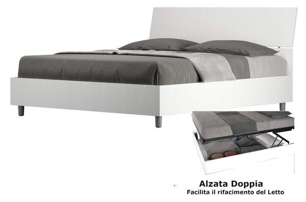 Letto matrimoniale In con Doppio Contenitore DEMAS Testata INCLINATA Dimensioni 167x214XH 90 cm stile Minimal ed essenziale Bianco Frassino