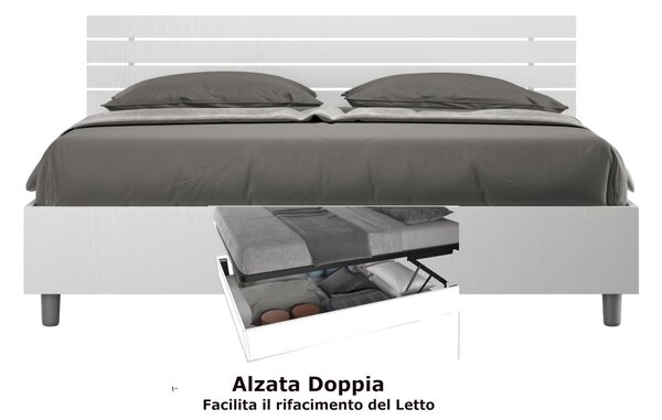 Letto matrimoniale In con Doppio Contenitore ANKEL stile Minimal ed essenziale Dimensioni 167x214XH 90 cm Doghe Bianco Frassino