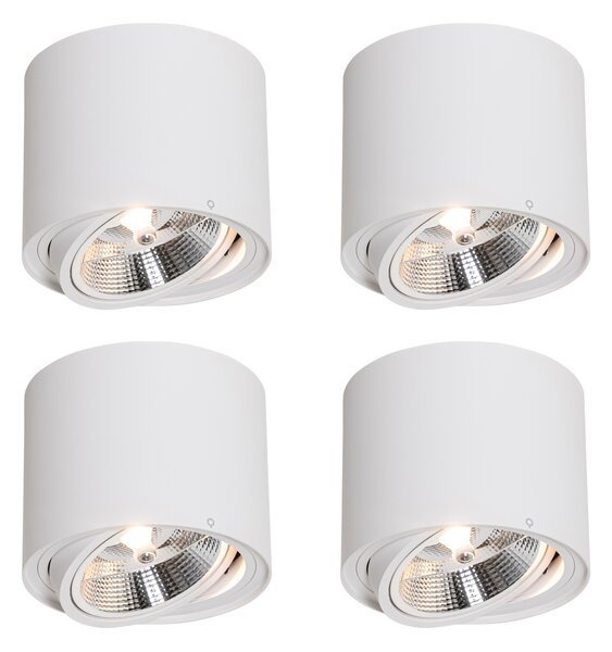 Set di 4 faretti da soffitto moderni bianchi orientabili e inclinabili AR111 - Rondoo Up