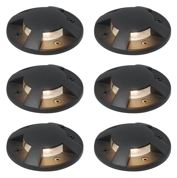 Set di 6 faretti da terra moderni neri GU10 50mm effetto 4 luci IP65 - Cellar