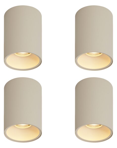 Set di 4 faretti moderni beige da superficie GU10 50mm rotondi - Deep