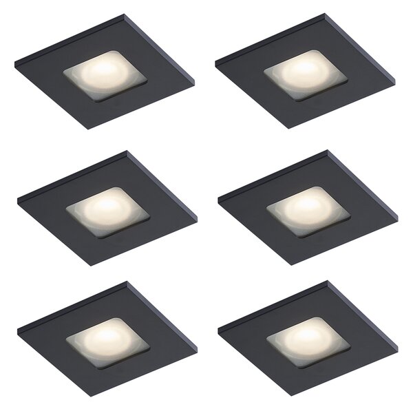 Set di 6 faretti da incasso moderni neri orientabili e inclinabili IP44 - Qure