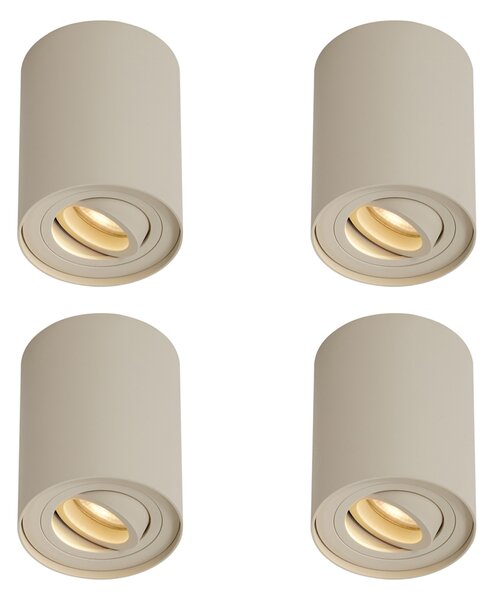 Set di 4 faretti moderni da superficie beige GU10 50mm ruotabili e inclinabili - Rondoo Up