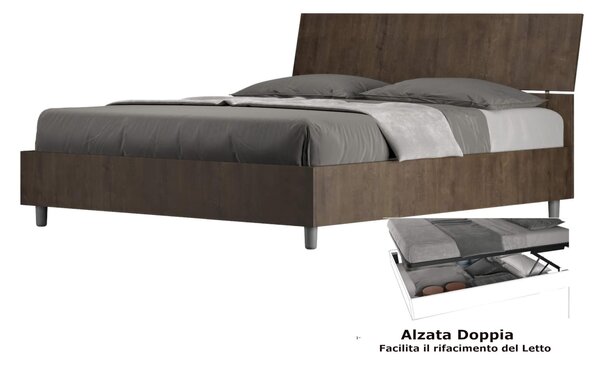 Letto matrimoniale In con Doppio Contenitore DEMAS Testata INCLINATA Dimensioni 167x214XH 90 cm stile Minimal ed essenziale Colore Noce