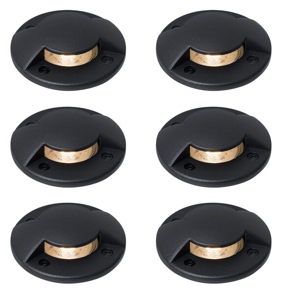 Set di 6 faretti da terra moderni neri GU10 50mm effetto a 2 luci IP65 - Cellar