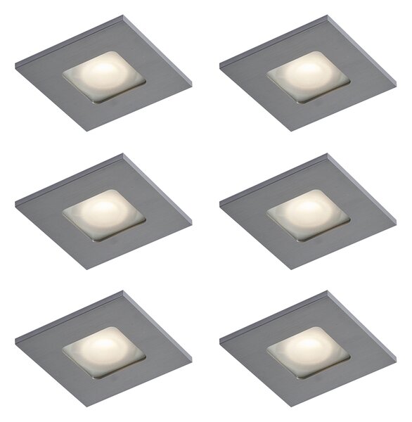 Set di 6 faretti da incasso moderni canna di fucile quadrati IP44 - Qure