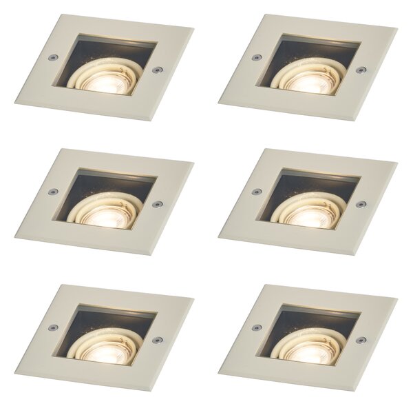 Set di 6 faretti da terra moderni beige GU10 50mm orientabili e inclinabili IP65 - Oneon