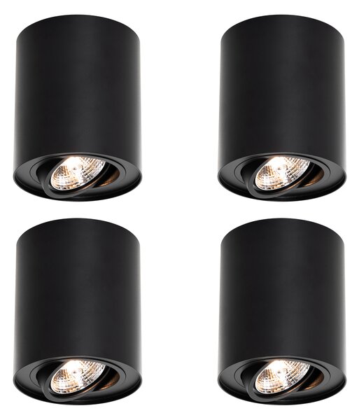 Set di 4 faretti da soffitto moderni neri regolabili AR70 - Rondoo Up