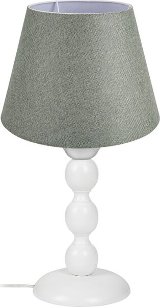 DecHome Lampada da Tavolo in Legno e Tessuto Base Legno Naturale Paralume Tessuto Conico Attacco E27 Dimensioni H27xL30 cm colore Verde - Laguna