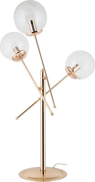 DecHome Lampada da Tavolo in Metallo Base 23 cm con 3 Paralumi in Vetro Attacco E27 Dimensioni 53x80 cm colore Oro - Gondia