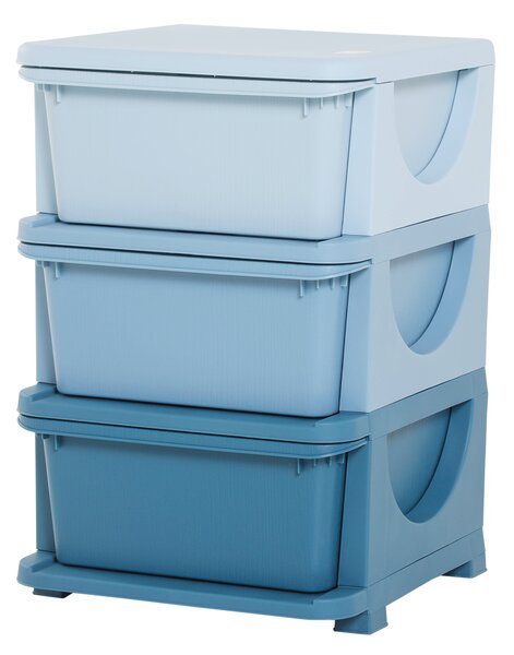 HOMCOM Cassettiera in Plastica Colorata per Cameretta con 3 Cassetti, Arredamento Casa e Asilo 37x37x56.5cm Blu|Aosom