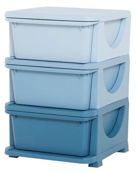 HOMCOM Cassettiera in Plastica Colorata per Cameretta con 3 Cassetti, Arredamento Casa e Asilo 37x37x56.5cm Blu|Aosom