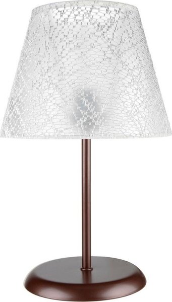 DecHome Lampada da Tavolo in Metallo Base con Paralume in Tessuto Ricamato Attacco E27 60W Dimensioni 25x39 cm colore Caff e Bianco - Elva