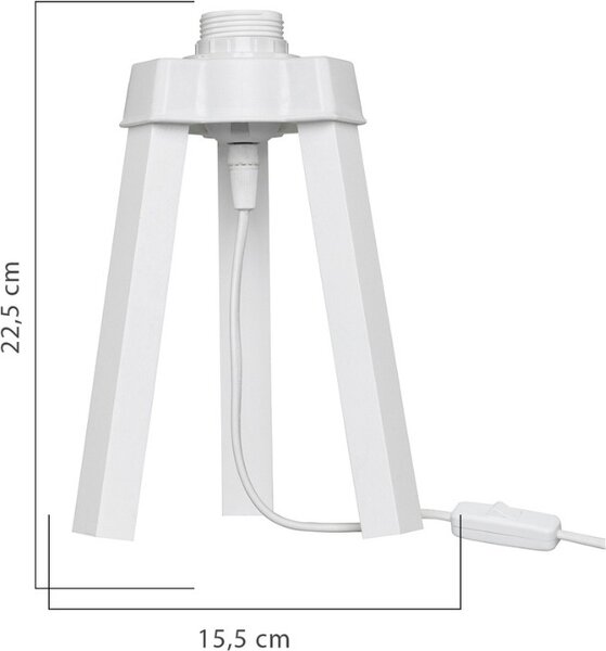 DecHome Lampada da Tavolo in MDF Struttura a Treppiede Interruttore on/off Attacco E27 Dimensioni 15.5x22.5 cm colore Bianco - Piko