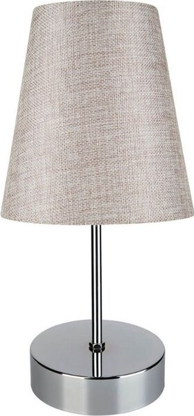 DecHome Lampada da Tavolo in Metallo e Tessuto Base in Metallo con Paralume in Tessuto Attacco E27 Dimensioni 12x35,5 cm colore Cromo Beige - Estelya