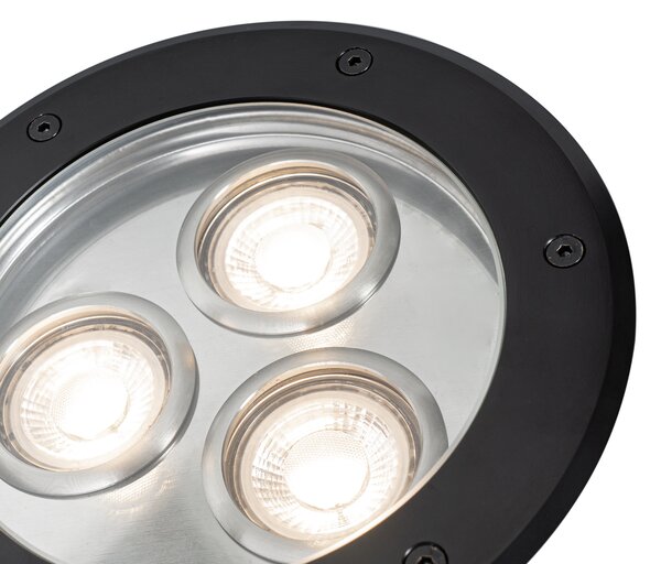 Set di 3 faretti da terra moderni neri 3 luci IP65 - Tribus