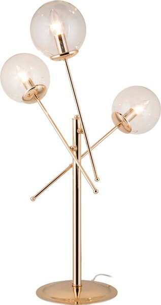 DecHome Lampada da Tavolo in Metallo Base 23 cm con 3 Paralumi in Vetro Attacco E27 Dimensioni 53x80 cm colore Oro - Gondia
