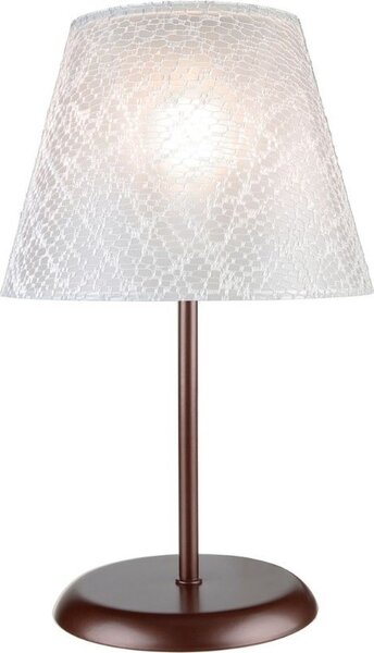 DecHome Lampada da Tavolo in Metallo Base con Paralume in Tessuto Ricamato Attacco E27 60W Dimensioni 25x39 cm colore Caff e Bianco - Elva